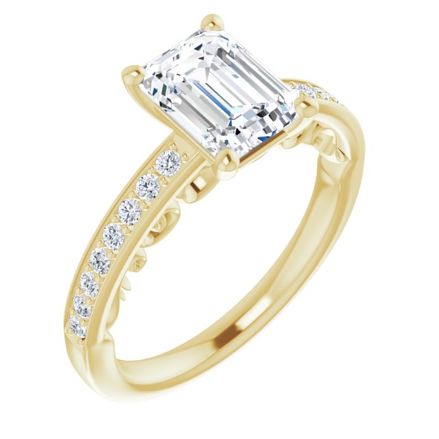Cubic Zirconia Engagement Ring- The Eternity (Customizable Radiant Cut Design featuring 3-Sided Infinity Trellis and Round-Channel Accented Band)