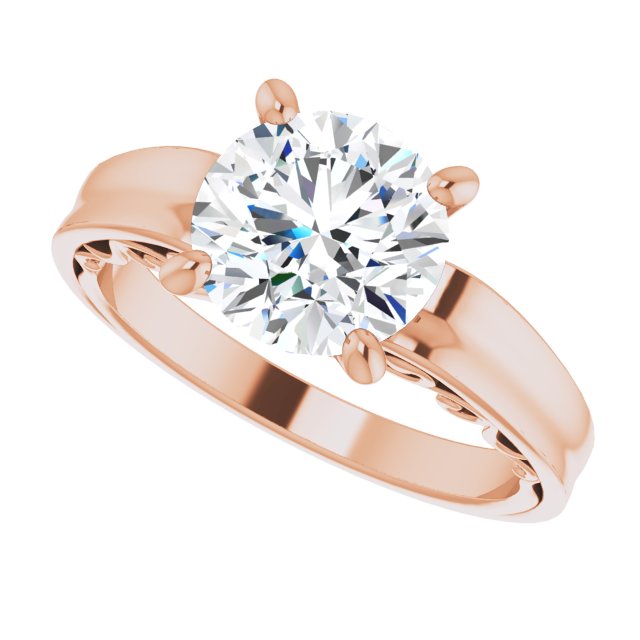 Cubic Zirconia Engagement Ring- The Aliyah Rose (Customizable Round Cut Solitaire)