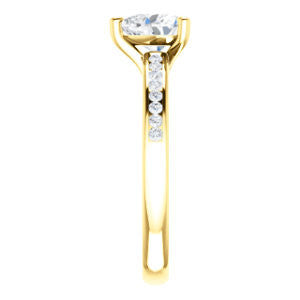 Cubic Zirconia Engagement Ring- The Jazmin Ella (Customizable Heart Cut with Three-sided Filigree and Channel Accents)