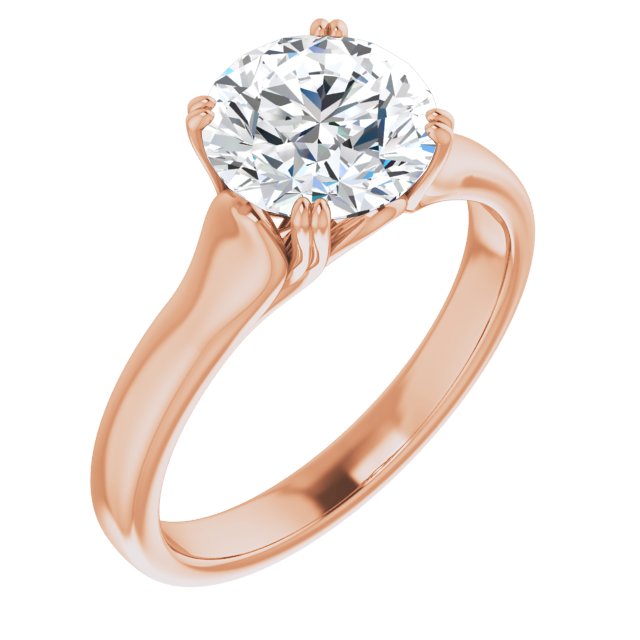 14K Rose Gold Customizable Round Cut Solitaire with Under-trellis Design