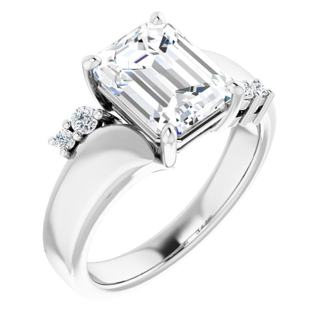 10K White Gold Customizable 5-stone Emerald/Radiant Cut Style featuring Artisan Bypass