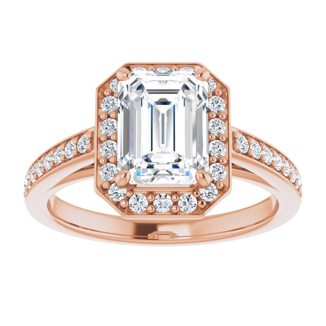 Cubic Zirconia Engagement Ring- The Farrah Michelle (Customizable Radiant Cut Style with Halo and Sculptural Trellis)