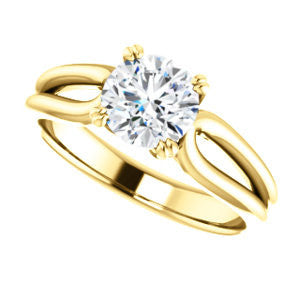 Cubic Zirconia Engagement Ring- The Jan (Customizable Round Cut Thick-Split Band Solitaire)