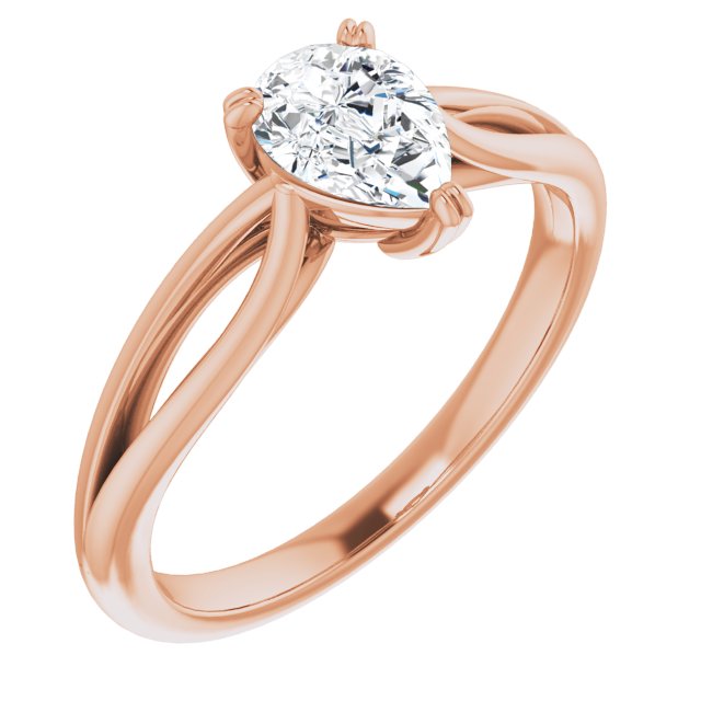 10K Rose Gold Customizable Pear Cut Solitaire with Wide-Split Band