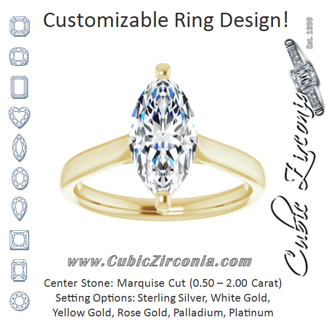 Cubic Zirconia Engagement Ring- The India (Customizable Cathedral-Prong Marquise Cut Solitaire)