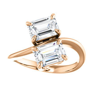Cubic Zirconia Engagement Ring- The Patti (Customizable Radiant Cut 2-stone Bypass Style)