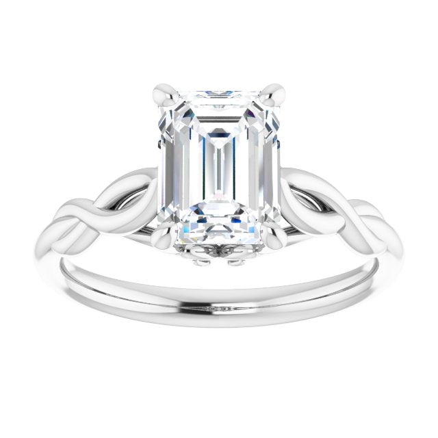 Cubic Zirconia Engagement Ring- The Diamond (Customizable Radiant Cut Solitaire with Braided Infinity-inspired Band and Fancy Basket)