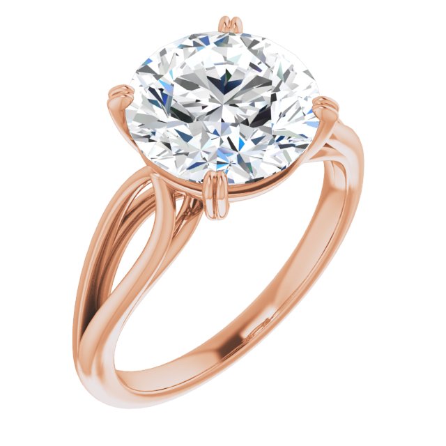 10K Rose Gold Customizable Round Cut Solitaire with Wide-Split Band