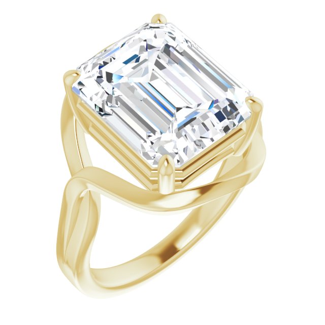 10K Yellow Gold Customizable Emerald/Radiant Cut Hurricane-inspired Bypass Solitaire