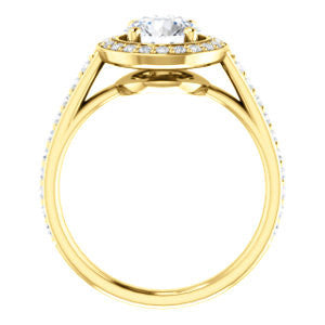 Cubic Zirconia Engagement Ring- The Margie Mae (Customizable Round Cut Halo-Style with Pavé Band)