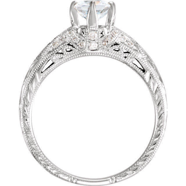 Cubic Zirconia Engagement Ring- The ________ Naming Rights 698-03 (Customizable Vintage with Filigree Band)