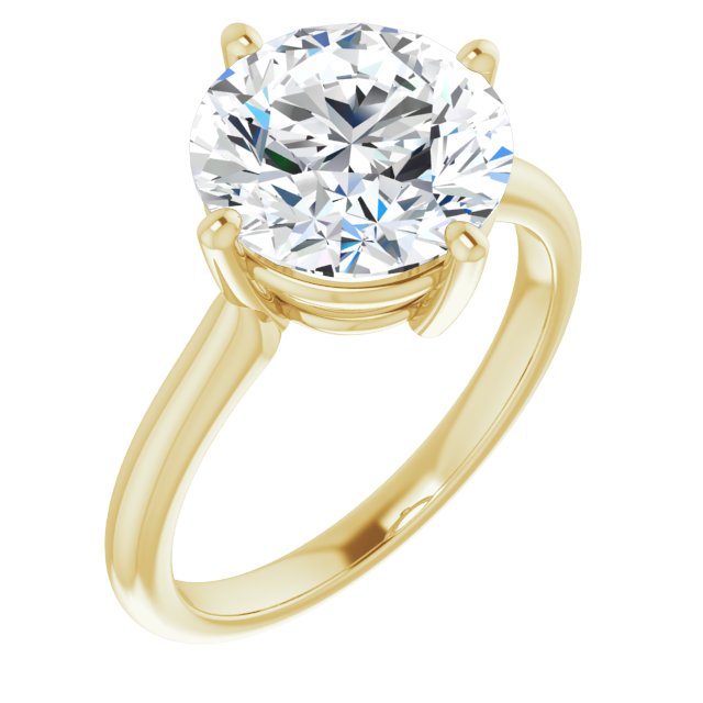 10K Yellow Gold Customizable Round Cut Solitaire with Raised Prong Basket