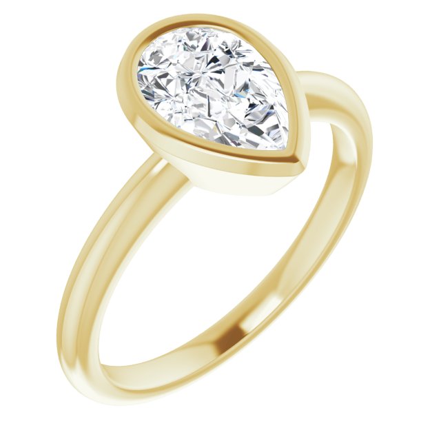 10K Yellow Gold Customizable Bezel-set Pear Cut Solitaire with Thin Band