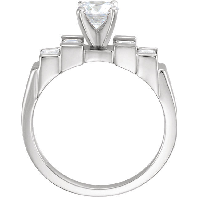 Cubic Zirconia Engagement Ring- The Betsy (Customizable 5-stone with Stairstep Baguettes)