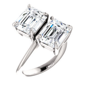 Cubic Zirconia Engagement Ring- The Patti (Customizable Radiant Cut 2-stone Bypass Style)