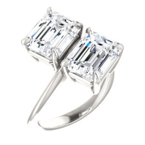 Cubic Zirconia Engagement Ring- The Patti (Customizable Radiant Cut 2-stone Bypass Style)