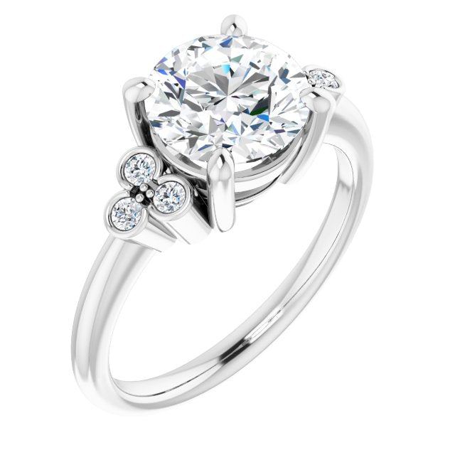 Cubic Zirconia Engagement Ring- The Irene (Customizable 7-stone Round Cut Center with Round-Bezel Side Stones)