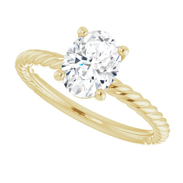 Cubic Zirconia Engagement Ring- The Donna Lea (Customizable Oval Cut Solitaire featuring Braided Rope Band)
