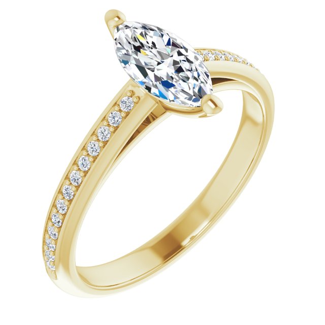 10K Yellow Gold Customizable Cathedral-set Marquise Cut Style with Shared Prong Band