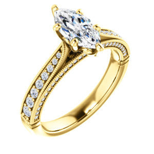 Cubic Zirconia Engagement Ring- The Claudia Jeanine (Customizable Marquise Cut Three Sided Band)