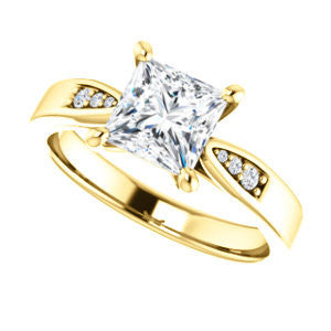 Cubic Zirconia Engagement Ring- The Ximena (Customizable Cathedral-Set Princess Cut 7-stone Design)