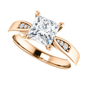 Cubic Zirconia Engagement Ring- The Ximena (Customizable Cathedral-Set Princess Cut 7-stone Design)