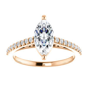 Cubic Zirconia Engagement Ring- The Kiana (Customizable Marquise Cut Design with Decorative Cathedral Trellis and Thin Pavé Band)