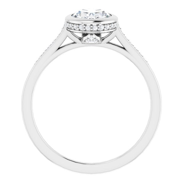Cubic Zirconia Engagement Ring- The Adalynn (Customizable Cathedral-Bezel Oval Cut Style with Under-halo and Shared Prong Band)
