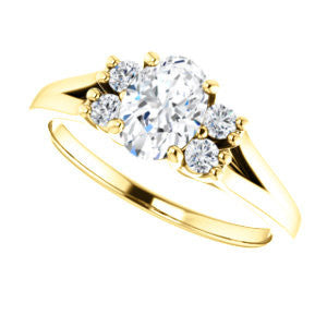 Cubic Zirconia Engagement Ring- The Bianca (Customizable 5-stone Cluster Style with Oval Cut Center)