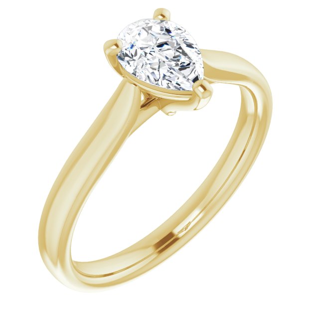 10K Yellow Gold Customizable Cathedral-Prong Pear Cut Solitaire