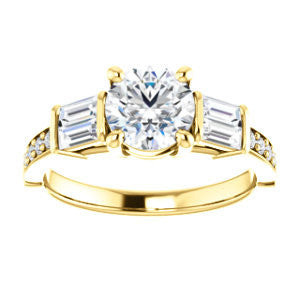 Cubic Zirconia Engagement Ring- The Rosetta (Customizable Round Cut Enhanced 5-stone Design with Pavé Band)