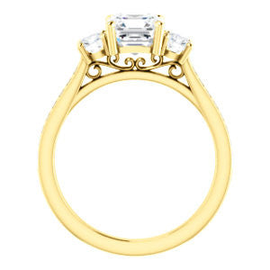 CZ Wedding Set, featuring The Tess engagement ring (Customizable Asscher Cut Trellis-Enhanced Bridge Setting with Semi-Pavé Band)