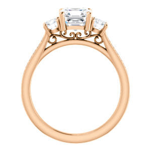 CZ Wedding Set, featuring The Tess engagement ring (Customizable Asscher Cut Trellis-Enhanced Bridge Setting with Semi-Pavé Band)