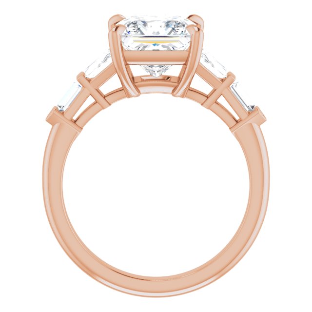 Cubic Zirconia Engagement Ring- The Annaliza (Customizable 7-stone Design with Princess/Square Cut Center and Baguette Accents)