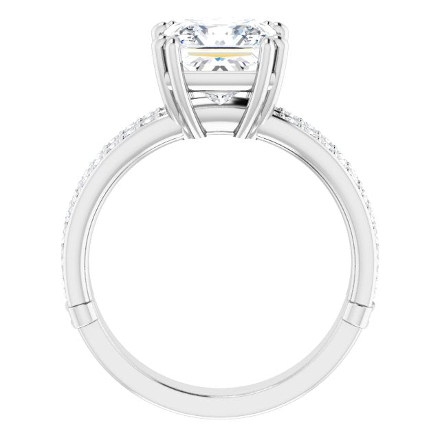 Cubic Zirconia Engagement Ring- The Constance (Customizable Princess/Square Cut Design featuring Split Band with Accents)
