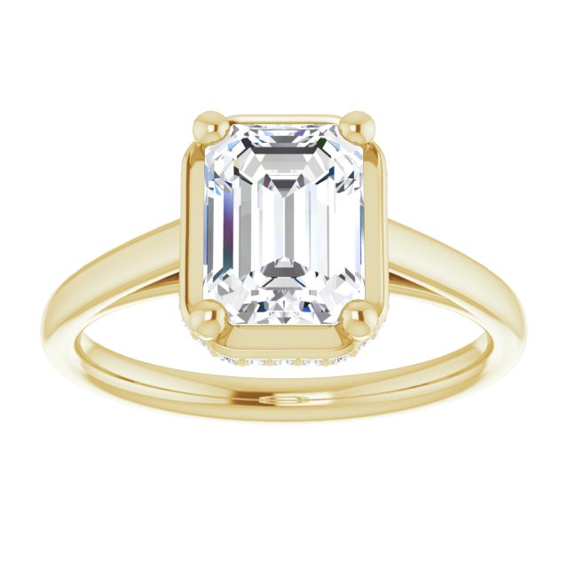 Cubic Zirconia Engagement Ring- The Romina Salomé (Customizable Super-Cathedral Emerald Cut Design with Hidden-stone Under-halo Trellis)