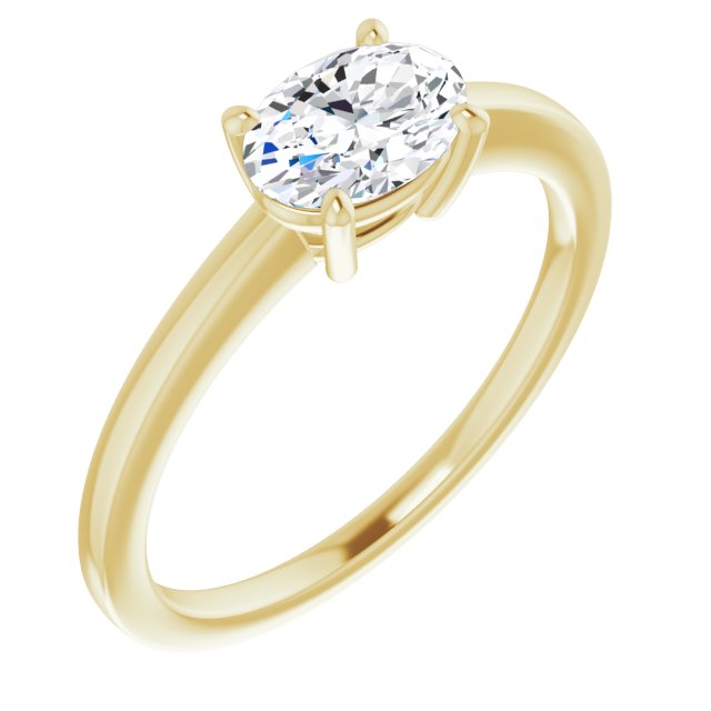 10K Yellow Gold Customizable Bowl-Prongs Oval Cut Solitaire with Thin Band