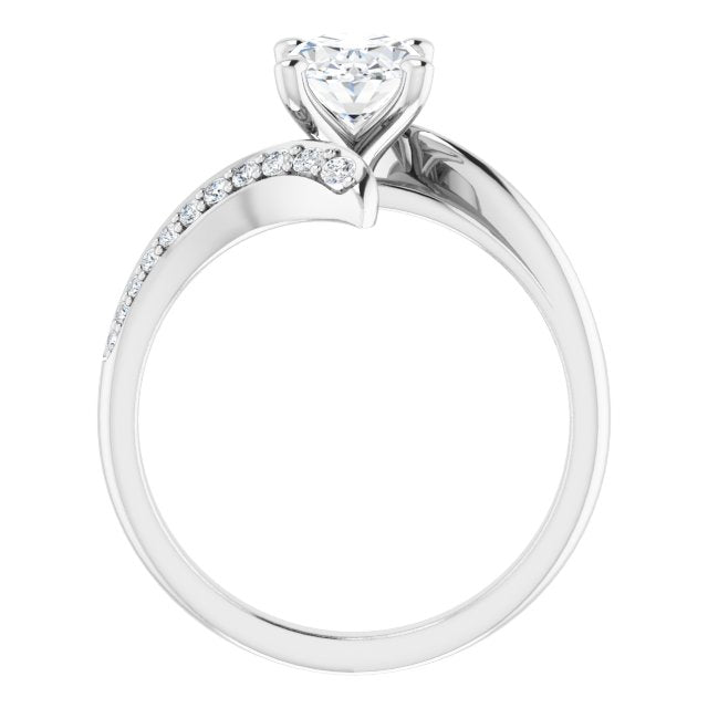 Cubic Zirconia Engagement Ring- The Cassy Anya (Customizable Oval Cut Style with Artisan Bypass and Shared Prong Band)