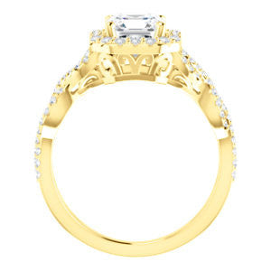 Cubic Zirconia Engagement Ring- The Benita (Customizable Asscher Cut with Infinity Split-band Pavé and Halo)