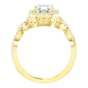 CZ Wedding Set, featuring The Benita engagement ring (Customizable Asscher Cut with Infinity Split-band Pavé and Halo)