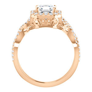 CZ Wedding Set, featuring The Benita engagement ring (Customizable Asscher Cut with Infinity Split-band Pavé and Halo)