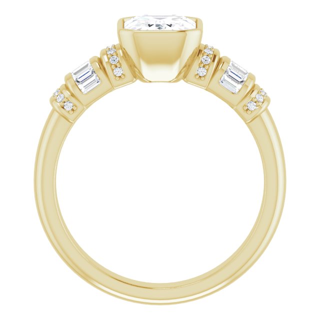 Cubic Zirconia Engagement Ring- The Coralie (Customizable Bezel-set Radiant Cut Setting with Wide Sleeve-Accented Band)