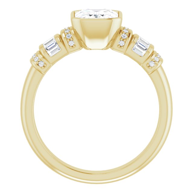 Cubic Zirconia Engagement Ring- The Coralie (Customizable Bezel-set Radiant Cut Setting with Wide Sleeve-Accented Band)