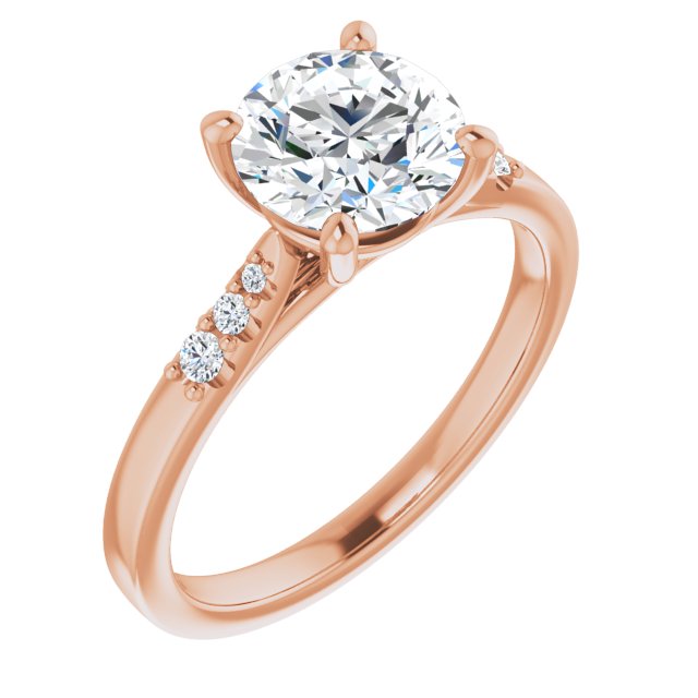 10K Rose Gold Customizable 7-stone Round Cut Cathedral Style with Triple Graduated Round Cut Side Stones