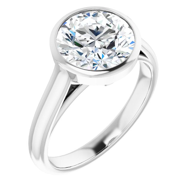 10K White Gold Customizable Cathedral-Bezel Round Cut 7-stone "Semi-Solitaire" Design