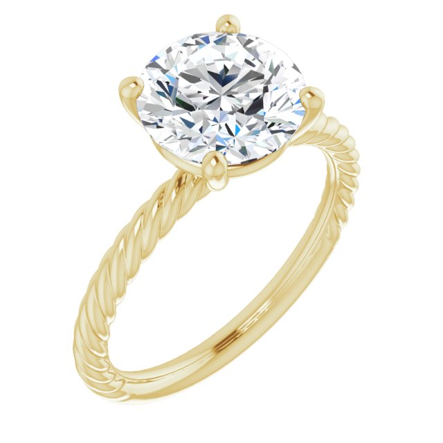 14K Yellow Gold Customizable [[Cut] Cut Solitaire featuring Braided Rope Band