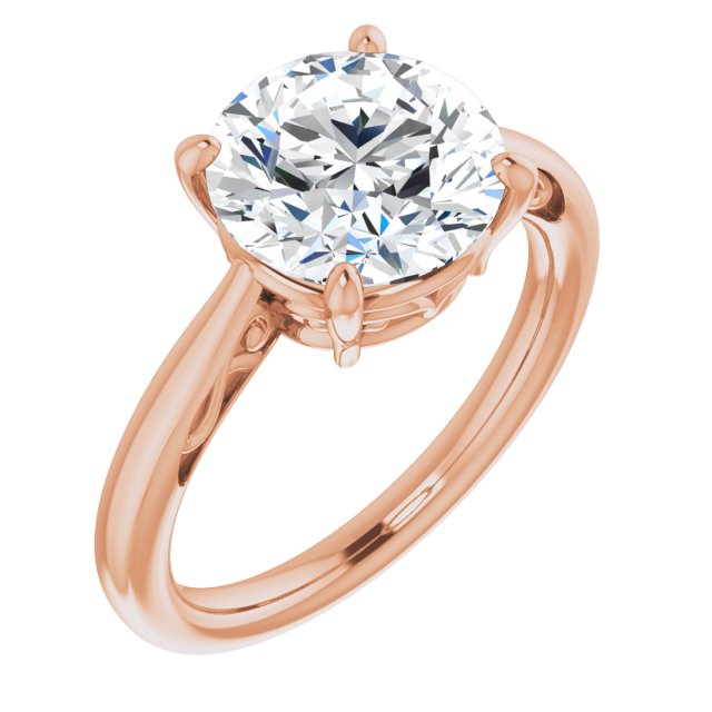 10K Rose Gold Customizable Round Cut Solitaire with 'Incomplete' Decorations