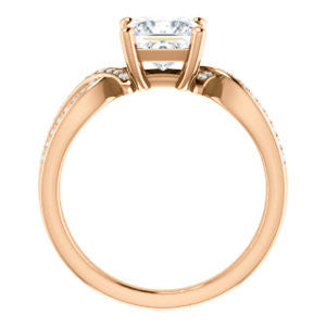 Cubic Zirconia Engagement Ring- The Tawny (Customizable Princess Cut Bypass Pavé Split-Band with Twist)