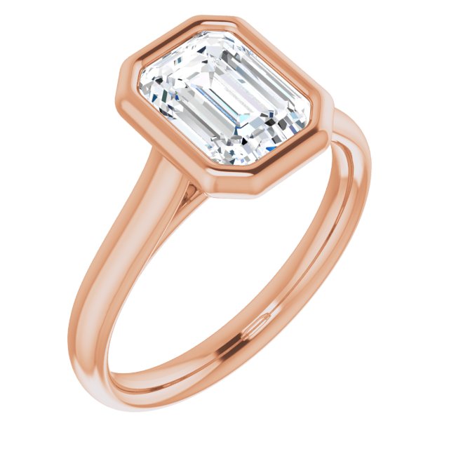 Cubic Zirconia Engagement Ring- The Gemma (Customizable Cathedral-Bezel Emerald Cut Solitaire)