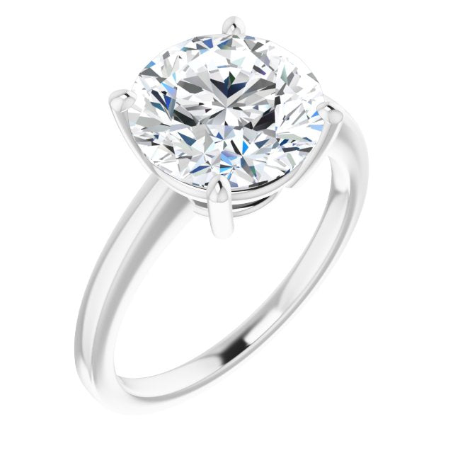 10K White Gold Customizable Bowl-Prongs Round Cut Solitaire with Thin Band